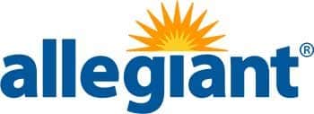 Allegiant logo with blue lowercase text and an orange sunburst above the letter "i," reflecting a bright vision for Southwest Florida and excellence in Construction Management.