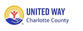 United Way Charlotte County logo featuring a stylized hand holding a person within a circular design, with text to the right—serving Southwest Florida and supporting local Construction Management initiatives.